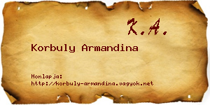 Korbuly Armandina névjegykártya